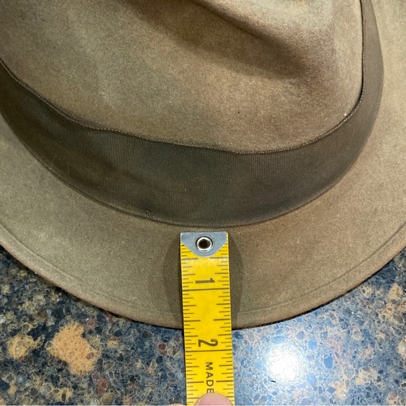 VTG 1960s era Bee Hats Custom Made Brown Beaver Felt Fedora Distressed Worn Sz 7 - Picture 8 of 15